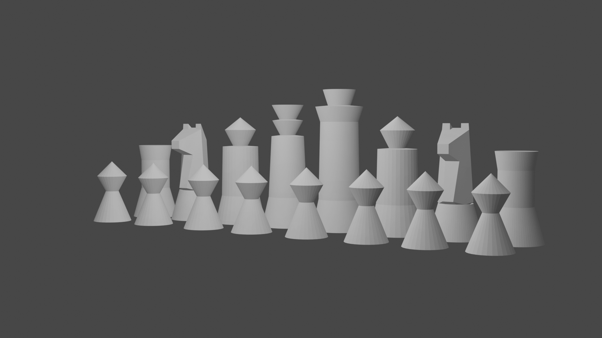 Rendered image of the chess set